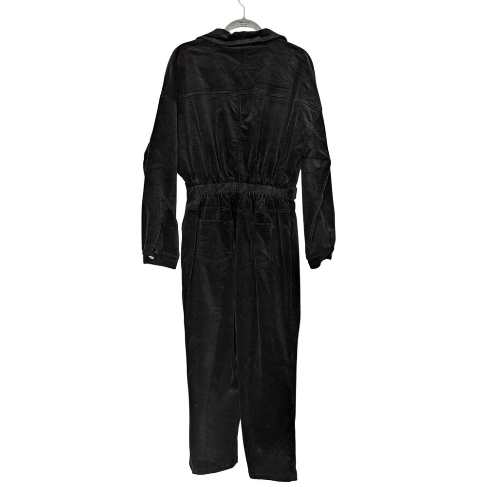 Mable Chelsea Cinched Waist Corduroy Jumpsuit Women L Black Long Sleeve Utility - Picture 4 of 10